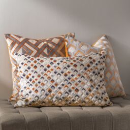 Paoletti Ledbury Geometric Velvet Cushion in Pale Orange - Size: 45 cm x 45 cm - thumbnail 6