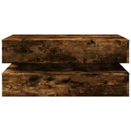 Berkfield Home Coffee Table with LED Lights Smoked Oak 90x50x40 cm in Brown - Size: 90 x 50 x 40 cm - thumbnail 7