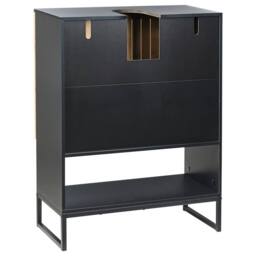 Wyld and Coco Wall Mounted Bathroom Cabinet Light Brown Bamboo Matte Black Steel - thumbnail 6