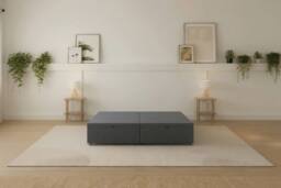Sloomy Our Ottoman Base Steel Plush With Open End Storage in Dark Grey - Size: Super King - thumbnail 2