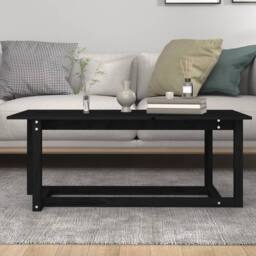 Berkfield Home Coffee Table Black 110x55x45 cm Solid Wood Pine - Size: 110 x 55 x 45 cm - thumbnail 5