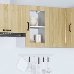 Berkfield Home Kitchen Wall Cabinet with Glass Door¬†Porto Sonoma Oak in Brown - thumbnail 4