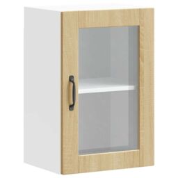 Berkfield Home Kitchen Wall Cabinet with Glass Door¬†Porto Sonoma Oak in Brown - thumbnail 2