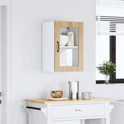 Berkfield Home Kitchen Wall Cabinet with Glass Door¬†Porto Sonoma Oak in Brown - thumbnail 3