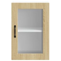Berkfield Home Kitchen Wall Cabinet with Glass Door¬†Porto Sonoma Oak in Brown - thumbnail 6