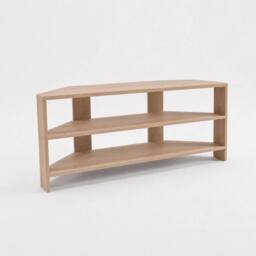VOGREX Corner TV Unit Oak Modern Media Stand Two Tier Shelving in Beige