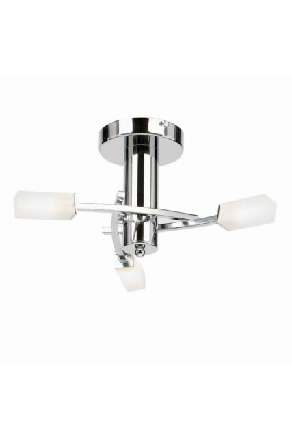 Netlighting Havana 3 Light Semi Flush Multi Arm Ceiling Light Chrome Acid Etched Glass G9 in Grey - image 1