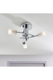 Netlighting Havana 3 Light Semi Flush Multi Arm Ceiling Light Chrome Acid Etched Glass G9 in Grey - thumbnail 2