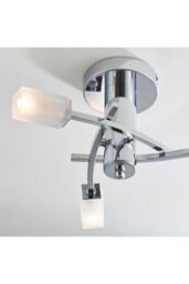 Netlighting Havana 3 Light Semi Flush Multi Arm Ceiling Light Chrome Acid Etched Glass G9 in Grey - thumbnail 4
