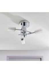 Netlighting Havana 3 Light Semi Flush Multi Arm Ceiling Light Chrome Acid Etched Glass G9 in Grey - thumbnail 5