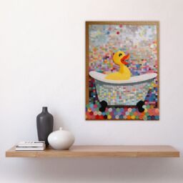 Artery8 Yellow Rubber Duck Ducky Bath Time Bathroom Toilet Art Yellow Mosaic Kids Room Nursery Large Wall Art Poster Print Thick Paper 18X24 Inch - thumbnail 4