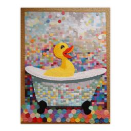 Artery8 Yellow Rubber Duck Ducky Bath Time Bathroom Toilet Art Yellow Mosaic Kids Room Nursery Large Wall Art Poster Print Thick Paper 18X24 Inch - thumbnail 1