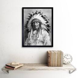 "Artery8 Vintage Native American Mountain Chief 12x16"" Framed Art Print in Grey - Size: W12"" x H16""" - thumbnail 2