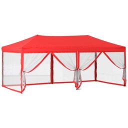 Berkfield Home Folding Party Tent with Sidewalls Red 3x6 m - thumbnail 6