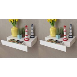 Berkfield Home Floating Wall Shelves with Drawers 2 pcs White 48 cm - thumbnail 1