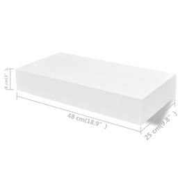 Berkfield Home Floating Wall Shelves with Drawers 2 pcs White 48 cm - thumbnail 6