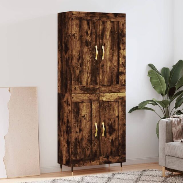 Berkfield Home Highboard Smoked Oak 69.5x34x180 cm Engineered Wood in Brown - image 1