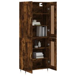 Berkfield Home Highboard Smoked Oak 69.5x34x180 cm Engineered Wood in Brown - thumbnail 3
