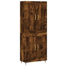 Berkfield Home Highboard Smoked Oak 69.5x34x180 cm Engineered Wood in Brown - thumbnail 2