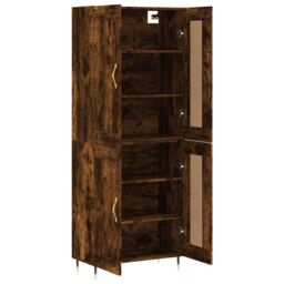 Berkfield Home Highboard Smoked Oak 69.5x34x180 cm Engineered Wood in Brown - thumbnail 4