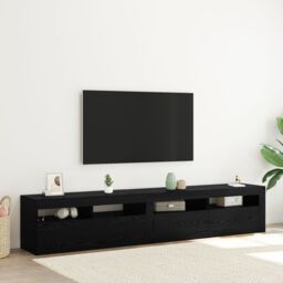 Berkfield Home TV Cabinets 2 pcs with LED Lights Black Oak Engineered Wood - thumbnail 1
