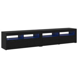 Berkfield Home TV Cabinets 2 pcs with LED Lights Black Oak Engineered Wood - thumbnail 2