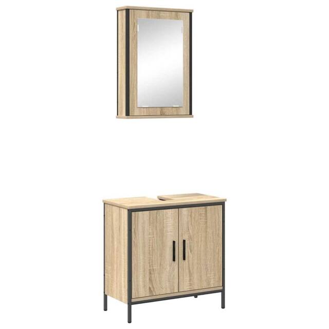 Berkfield Home 2 Piece Bathroom Furniture Set Sonoma Oak Engineered Wood in Beige - image 1