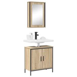 Berkfield Home 2 Piece Bathroom Furniture Set Sonoma Oak Engineered Wood in Beige - thumbnail 3