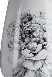 Orsina White Ceramic Vase With Black Floral Pattern, Large White Vase Big Accent, White Ceramic Display Vase - thumbnail 4