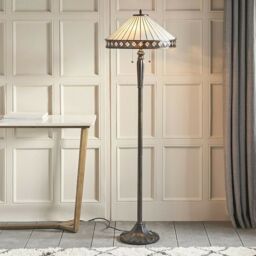 Loops 1.5m Tiffany Twin Floor Lamp Dark Bronze & Stained Glass Simple Shade i00015 in Clear - thumbnail 5