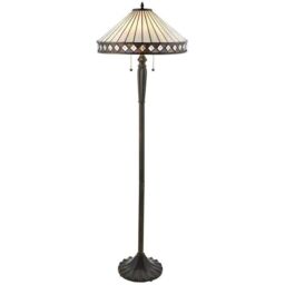 Loops 1.5m Tiffany Twin Floor Lamp Dark Bronze & Stained Glass Simple Shade i00015 in Clear