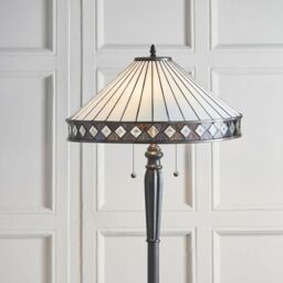 Loops 1.5m Tiffany Twin Floor Lamp Dark Bronze & Stained Glass Simple Shade i00015 in Clear - thumbnail 4
