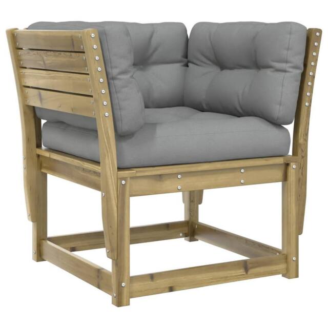Berkfield Home Garden Sofa Armrest with Cushions Impregnated Wood Pine in Brown - image 1