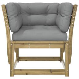 Berkfield Home Garden Sofa Armrest with Cushions Impregnated Wood Pine in Brown - thumbnail 5