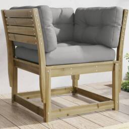 Berkfield Home Garden Sofa Armrest with Cushions Impregnated Wood Pine in Brown - thumbnail 2