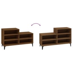 Berkfield Home Shoe Cabinet Brown Oak 102x36x60 cm Engineered Wood - Size: 102 x 36 x 60 cm - thumbnail 5