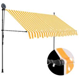 Berkfield Home Manual Retractable Awning with LED 300 cm White & Orange - thumbnail 2