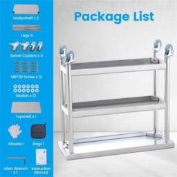 VOGREX Three Layer Stainless Steel Multifunctional Table with Wheel in Silver - thumbnail 2
