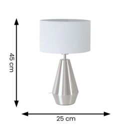 ValueLights Jax Brushed Chrome Dimmable Touch Table Lamp with Fabric Drum Shade in Grey - thumbnail 6