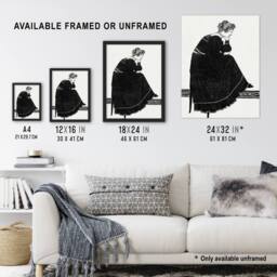 Artery8 Woman Sitting on a Stool Reijer Stolk Framed Wall Art Print in White - Size: A4 - thumbnail 3