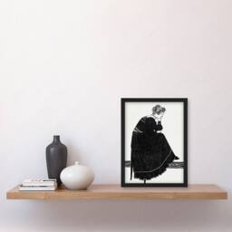 Artery8 Woman Sitting on a Stool Reijer Stolk Framed Wall Art Print in White - Size: A4 - thumbnail 4