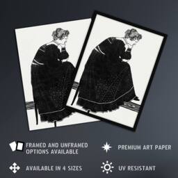 Artery8 Woman Sitting on a Stool Reijer Stolk Framed Wall Art Print in White - Size: A4 - thumbnail 2