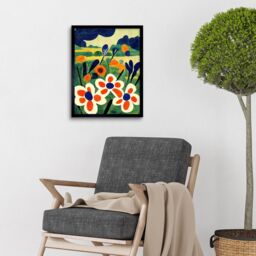 "Artery8 Wall Art Print Henri Matisse Style Meadow Flowers Iris Art Framed in Black - Size: W12"" x H16""" - thumbnail 2