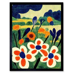 "Artery8 Wall Art Print Henri Matisse Style Meadow Flowers Iris Art Framed in Black - Size: W12"" x H16""" - thumbnail 1