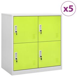 Berkfield Home Locker Cabinets 5 pcs Light Grey & Green 90x45x92.5 cm Steel - thumbnail 1
