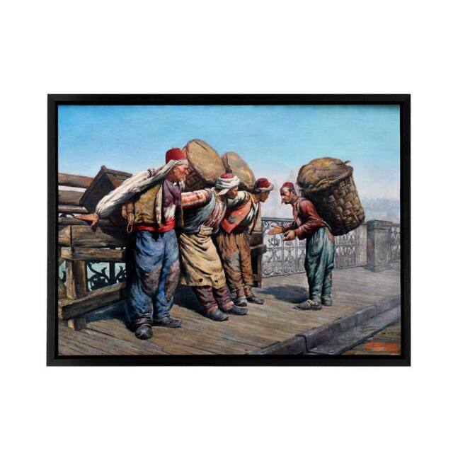 "Artery8 Agopyan Porters on Karakoy Bridge Framed Canvas Wall Art Print in Blue - Size: W12"" x H16""" - image 1