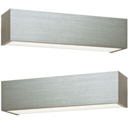 Loops 2 PACK LED Box Wall Light Warm White Brushed Aluminium & Frosted Glass Lamp