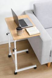 ExtraStar C-Shaped Height Adjustable Mobile Laptop Desk, MDF Top in Natural