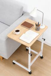 ExtraStar C-Shaped Height Adjustable Mobile Laptop Desk, MDF Top in Natural - thumbnail 2