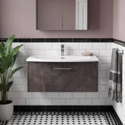 Balterley Winshill Contemporary 1 Drawer Wall Hung Vanity Basin Unit, 800mm in Grey - thumbnail 6